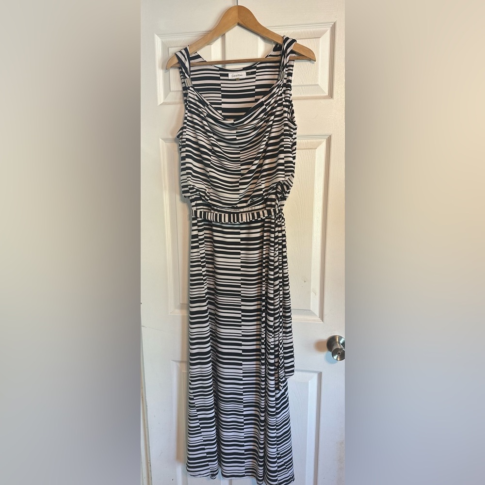 Calvin Klein Striped Black and White Maxi Dress